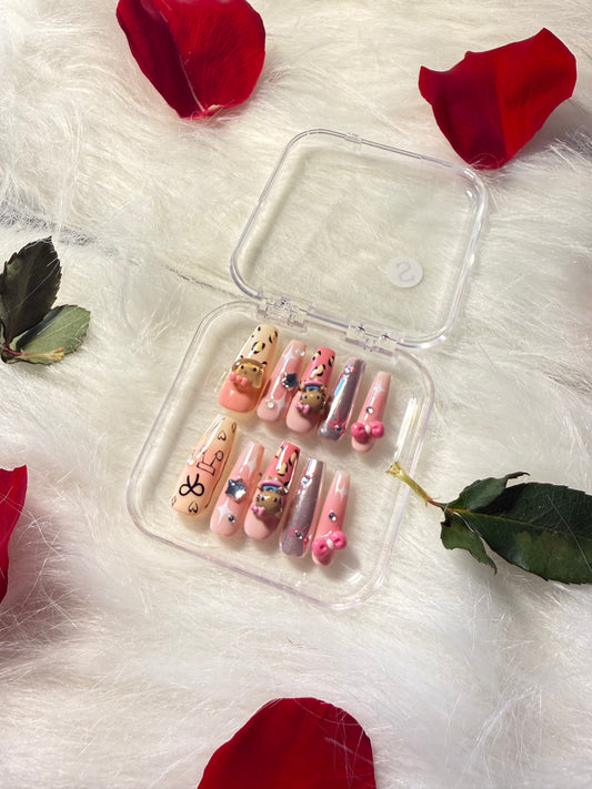 Hello Kitty Long Coffin Nails